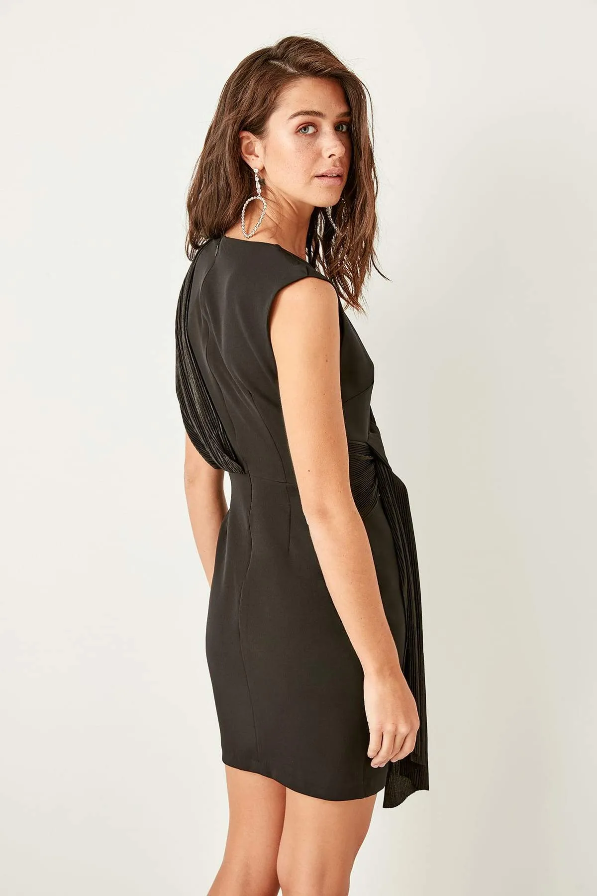 10877 Black Sash Mini Pencil Dress