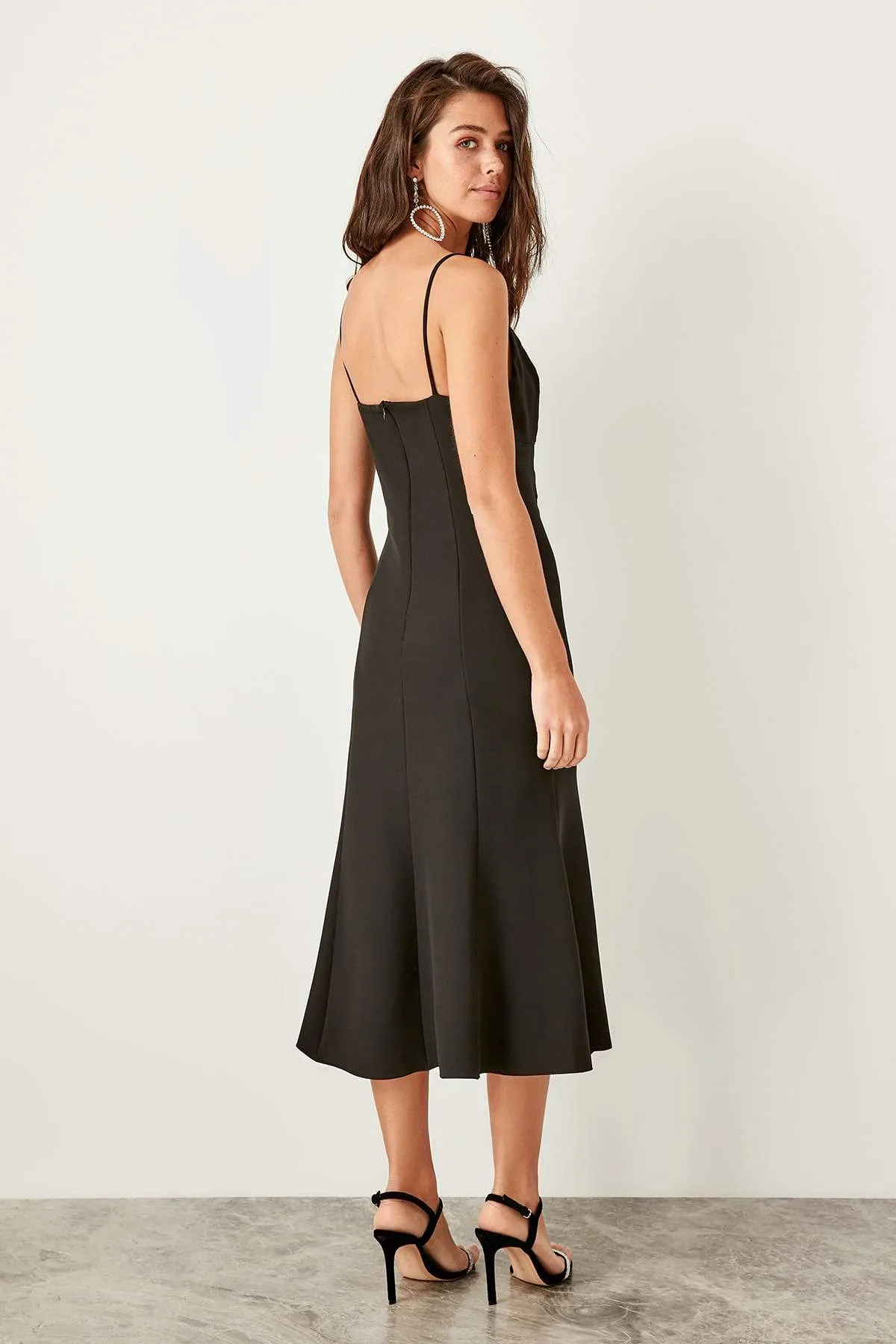 10880 Black Cutout Sequin Lace Strap Dress
