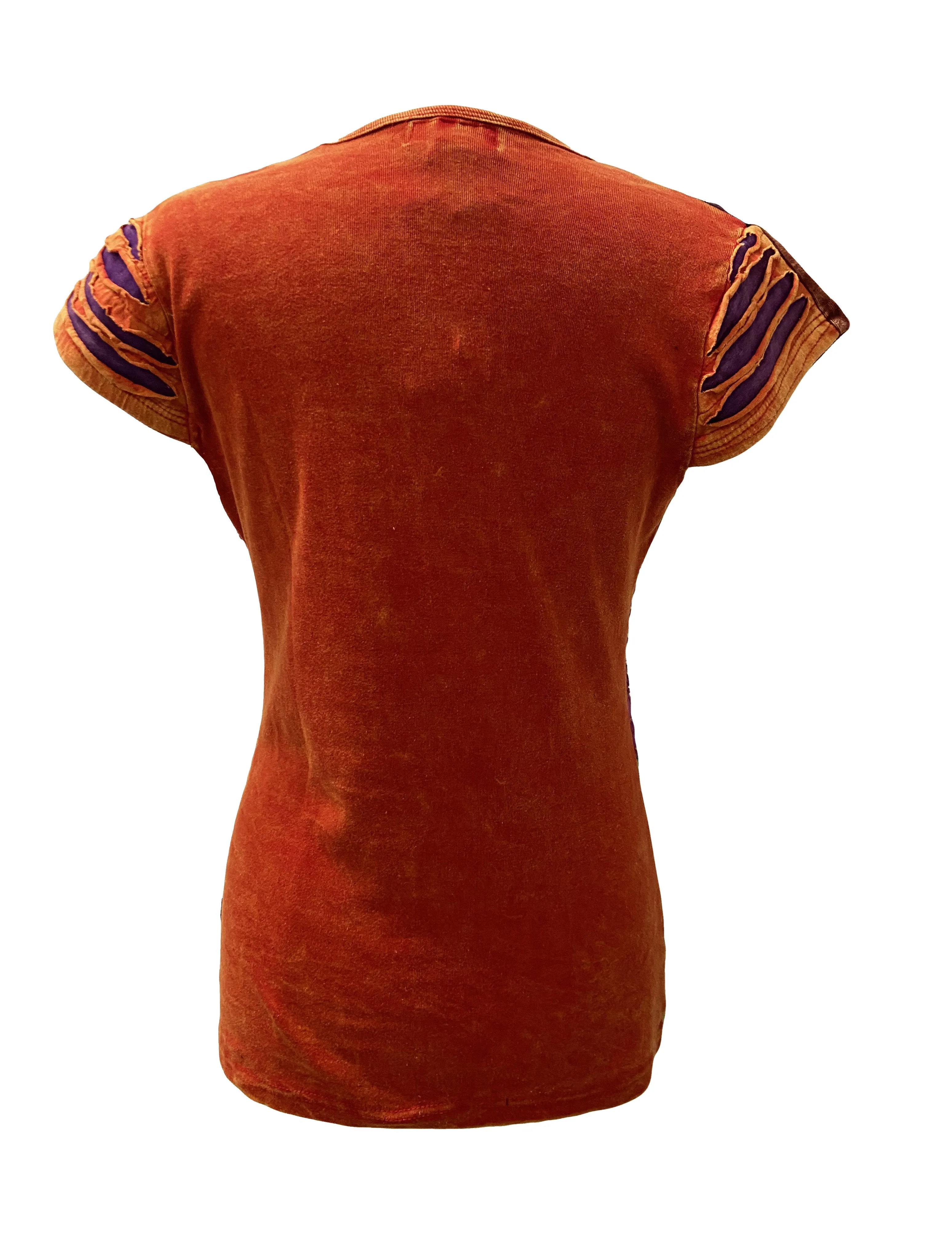 120 RB Knit Cotton Boho Razor Cut Embroidered Cap Sleeve Tank Top Blouses