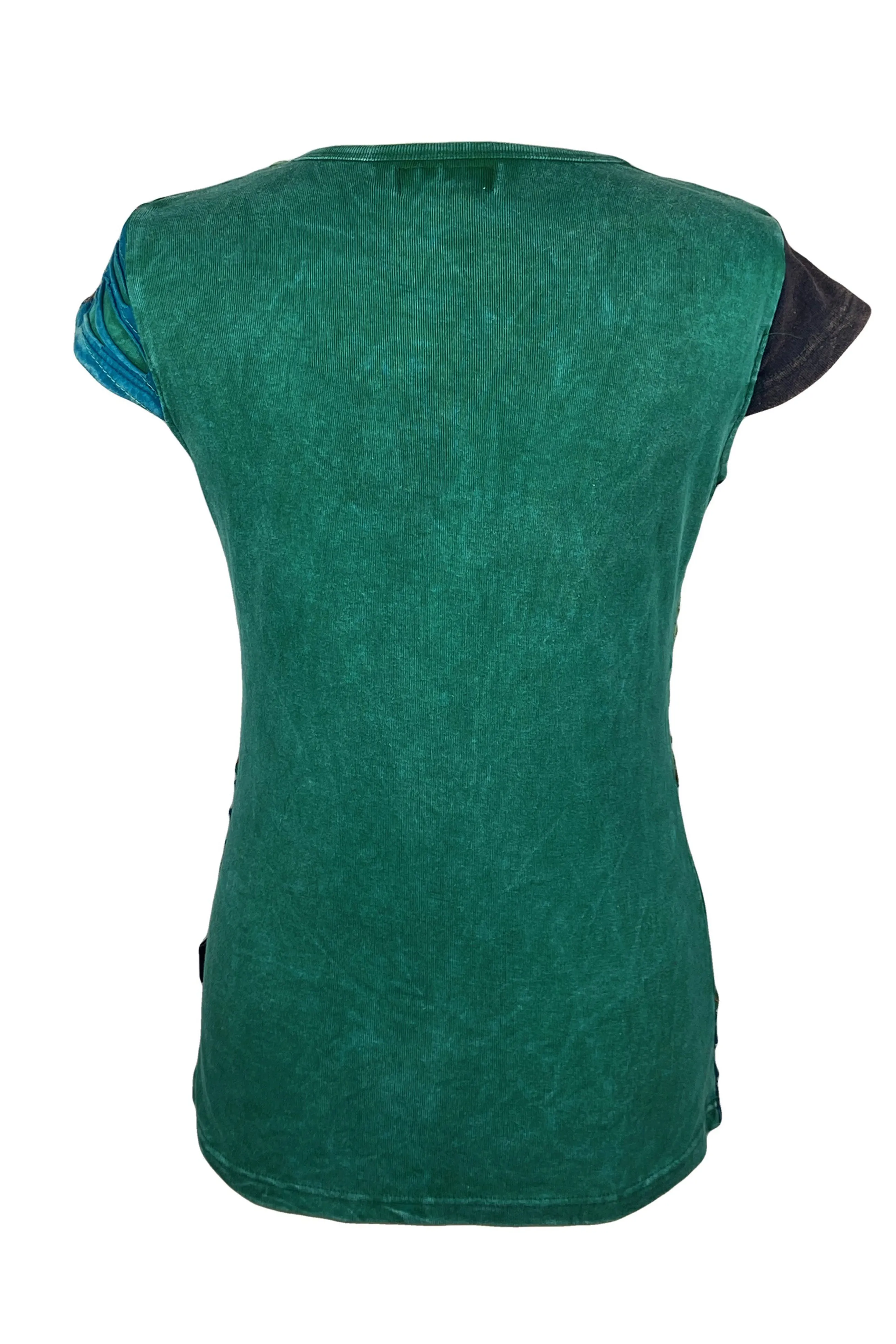 121 RB Knit Cotton Boho Razor Cut Embroidered Cap Sleeve Tank Top Blouses
