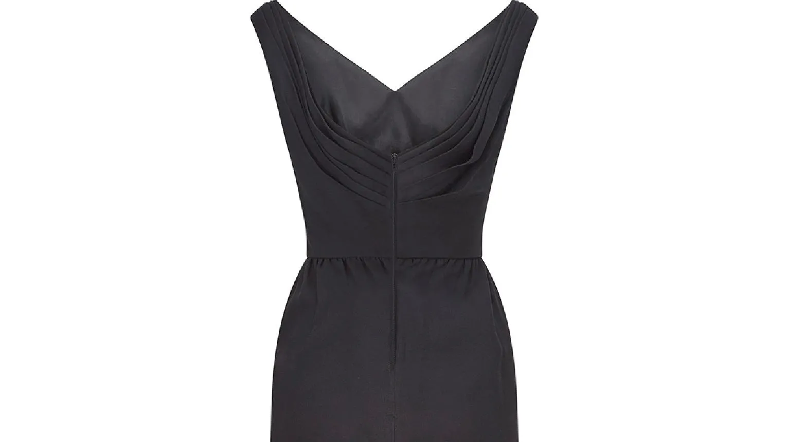 1960s Black Crepe Full Length Fishtail Evening Dress