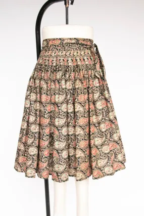 1970s Wrap Skirt Cotton Paisley Full Skirt S / M