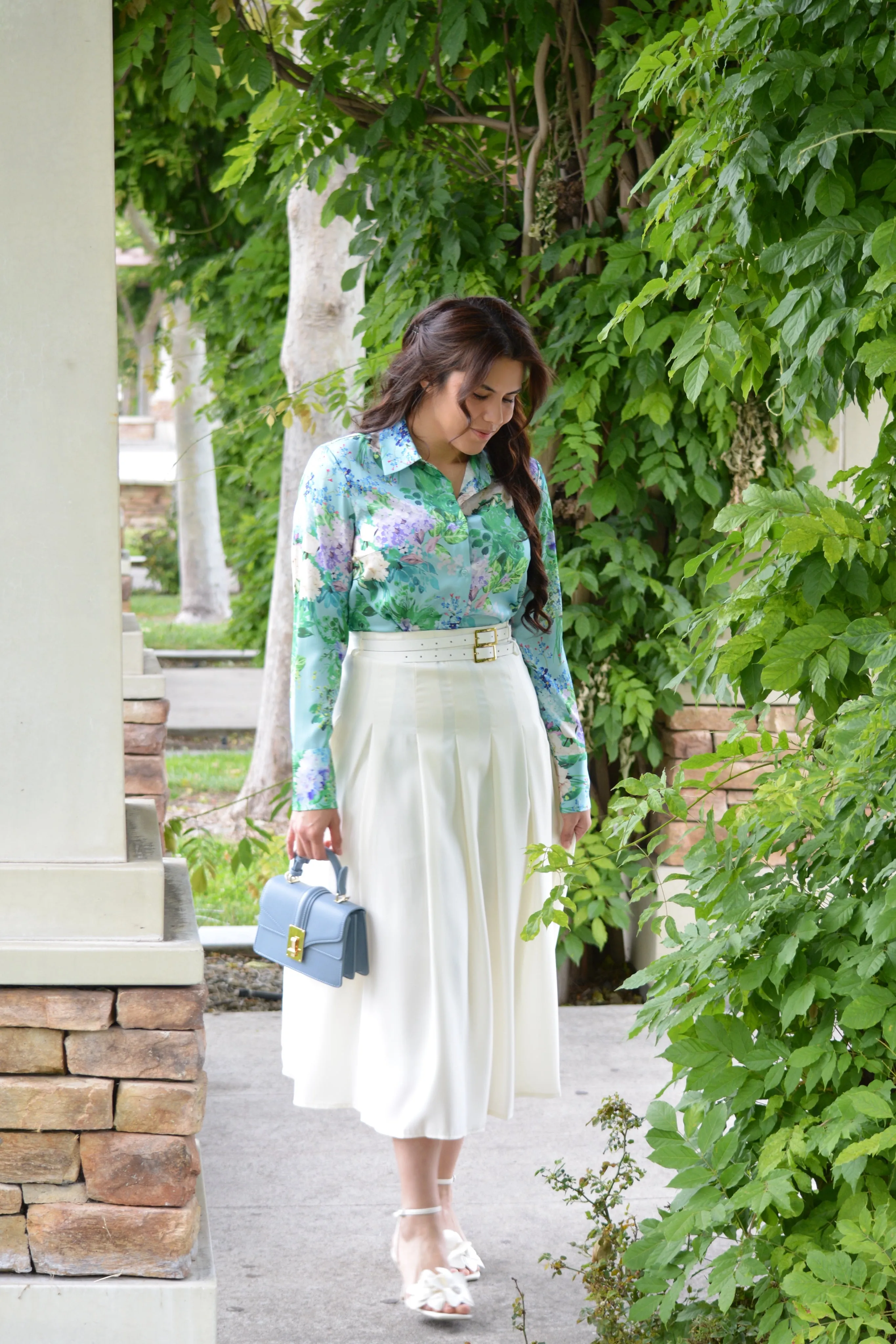 Ailsa Ivory Pleated Skirt (belts included)