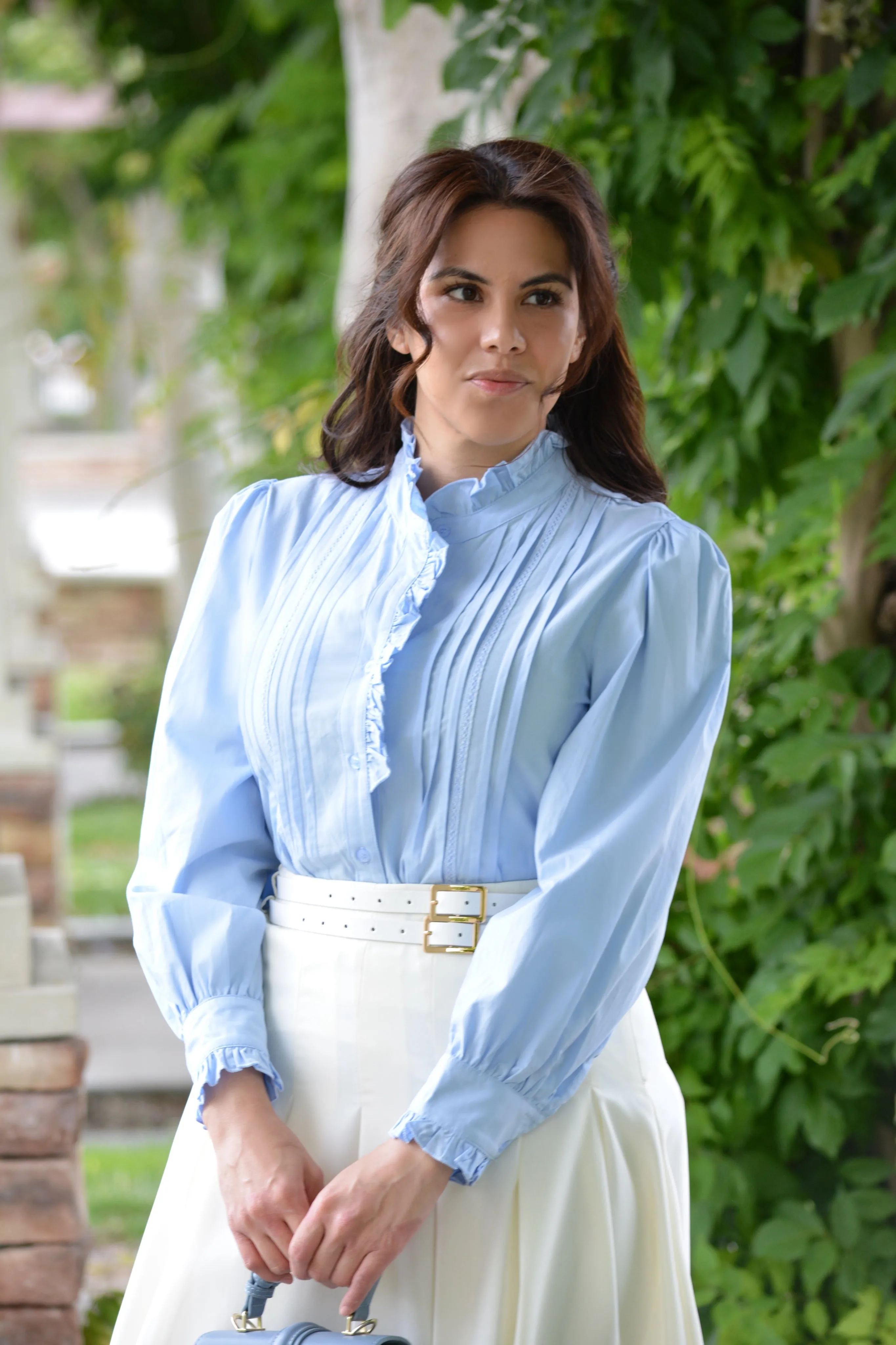 Ailsa Ivory Pleated Skirt (belts included)