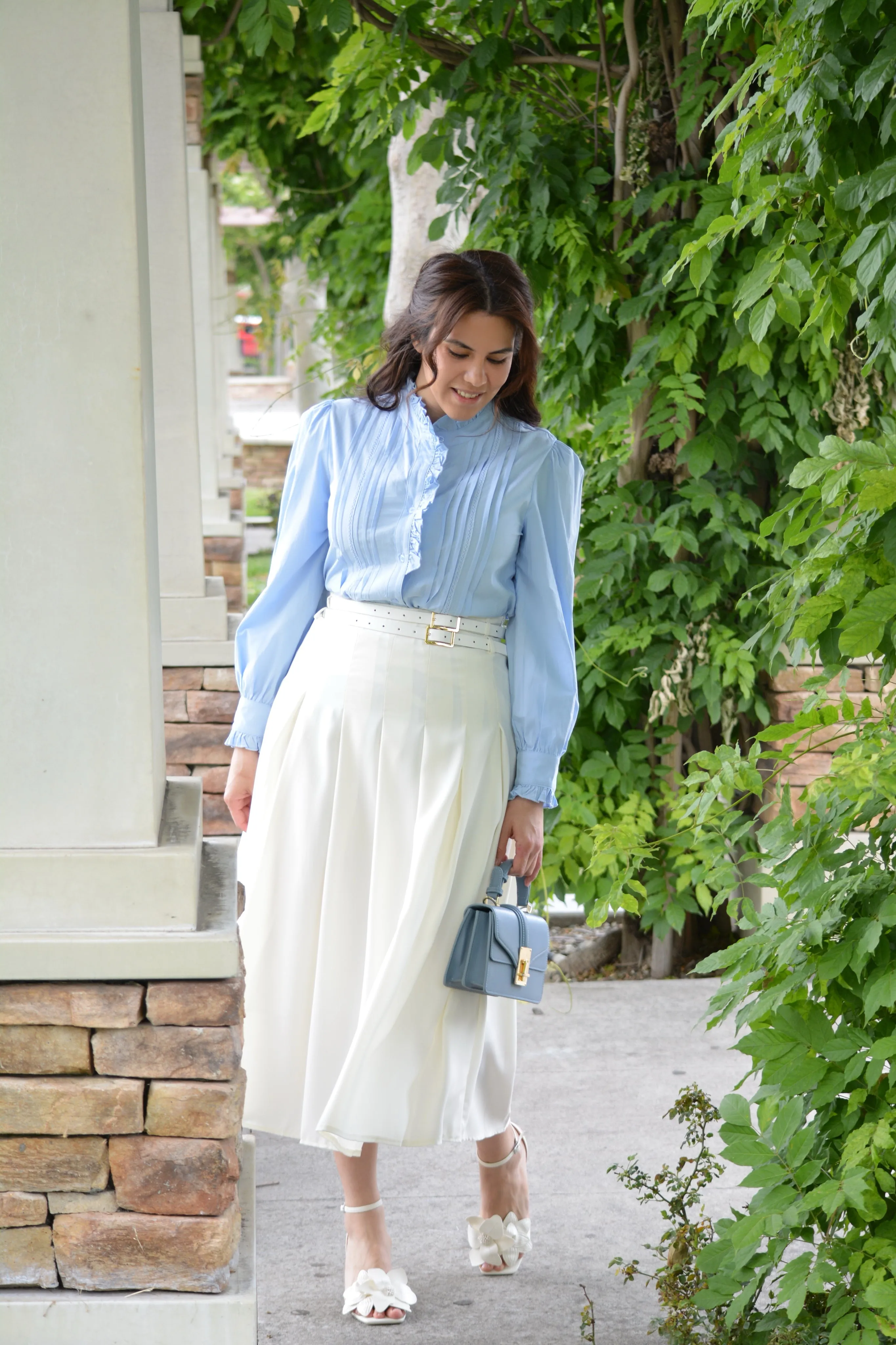 Ailsa Ivory Pleated Skirt (belts included)