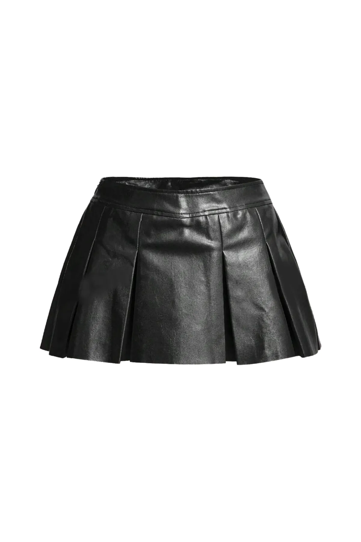 Ariya Leather Pleated Skirt (Black)