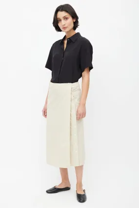 Beige Buttoned Wrap Skirt