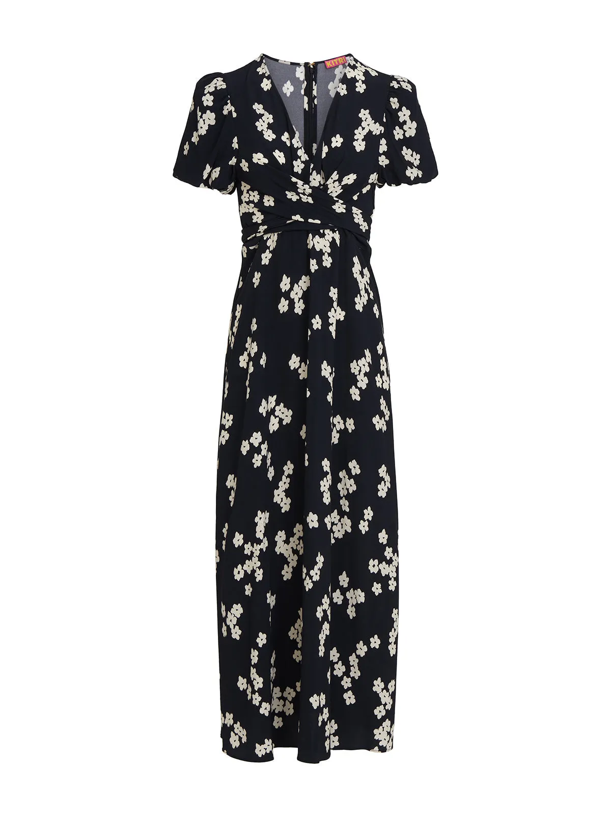 Bernice Black Blurred Floral Print Midi Dress