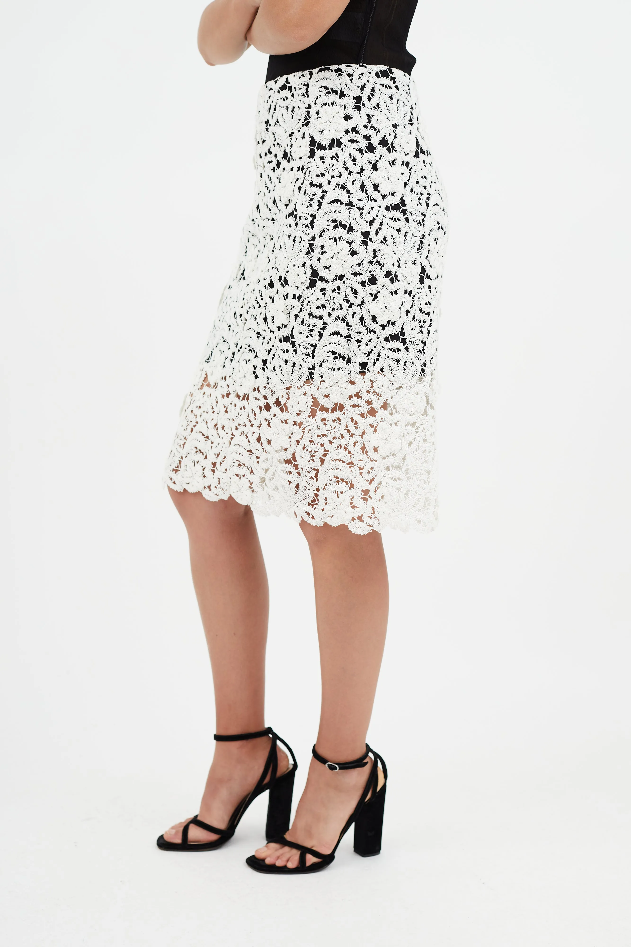 Black & White Crocheted Lace Skirt