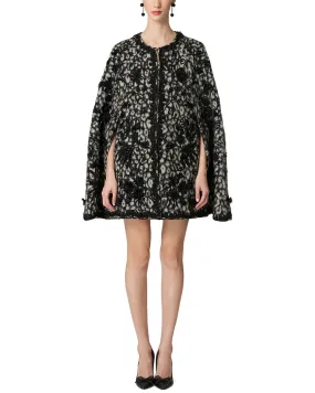 Carolina Herrera Embellished Mid Length Wool-Blend Cape