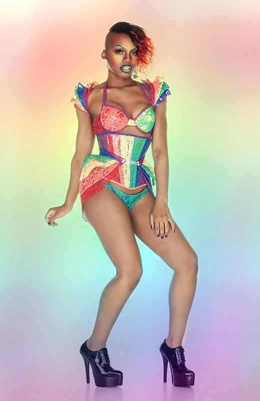Clear PVC and Rainbow Lace Hip Armour