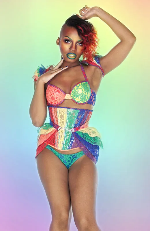 Clear PVC and Rainbow Lace Hip Armour