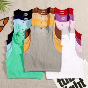 Crop Top Women Solid Basic T-shirts