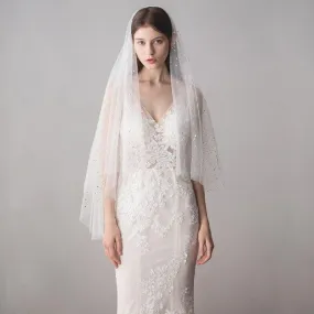 Cut Edge Ivory Stars Two Layer  Wedding Veils | Bridelily