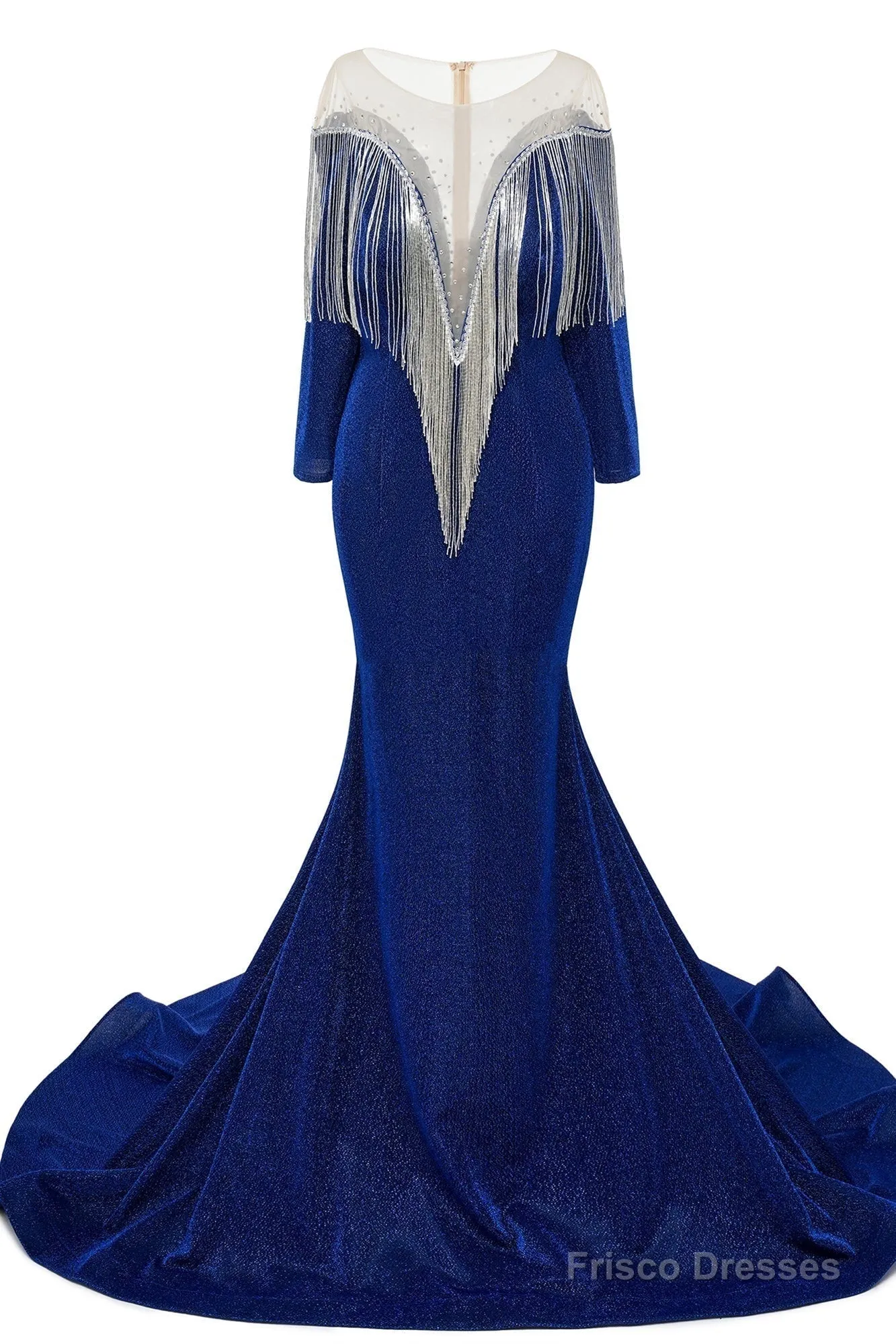 Deep V-neck Shiny Burgundy Prom Dresses Long sleeves Mermaid Evening Party Dresses
