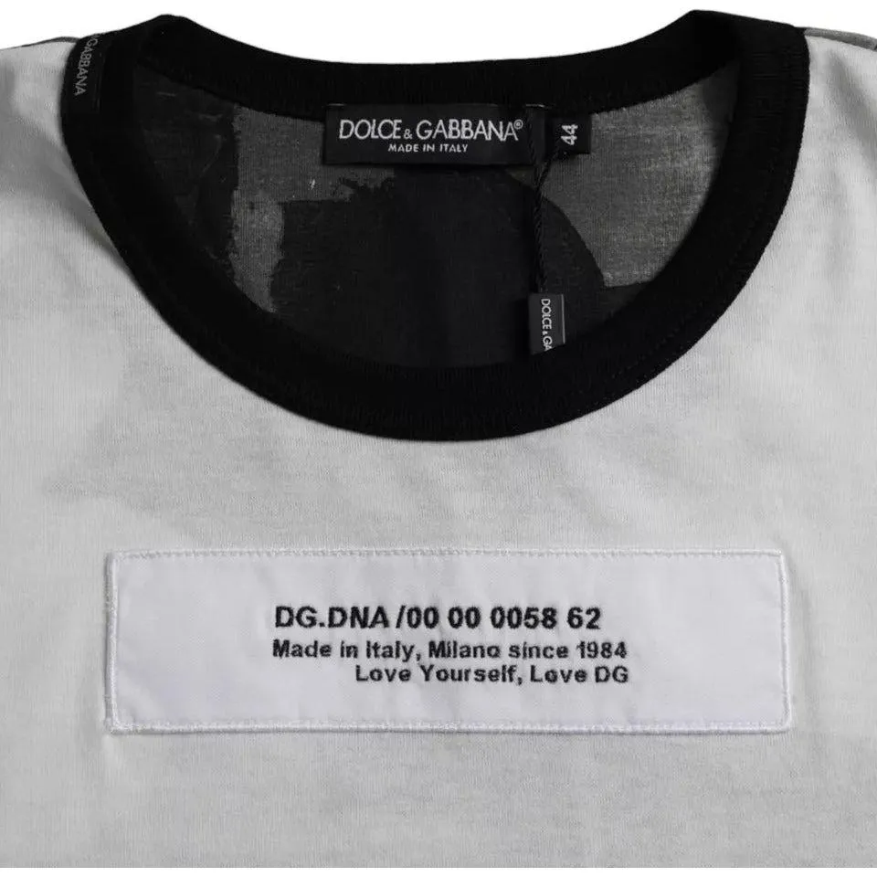 Dolce & Gabbana Black White Camouflage Round Neck T-shirt