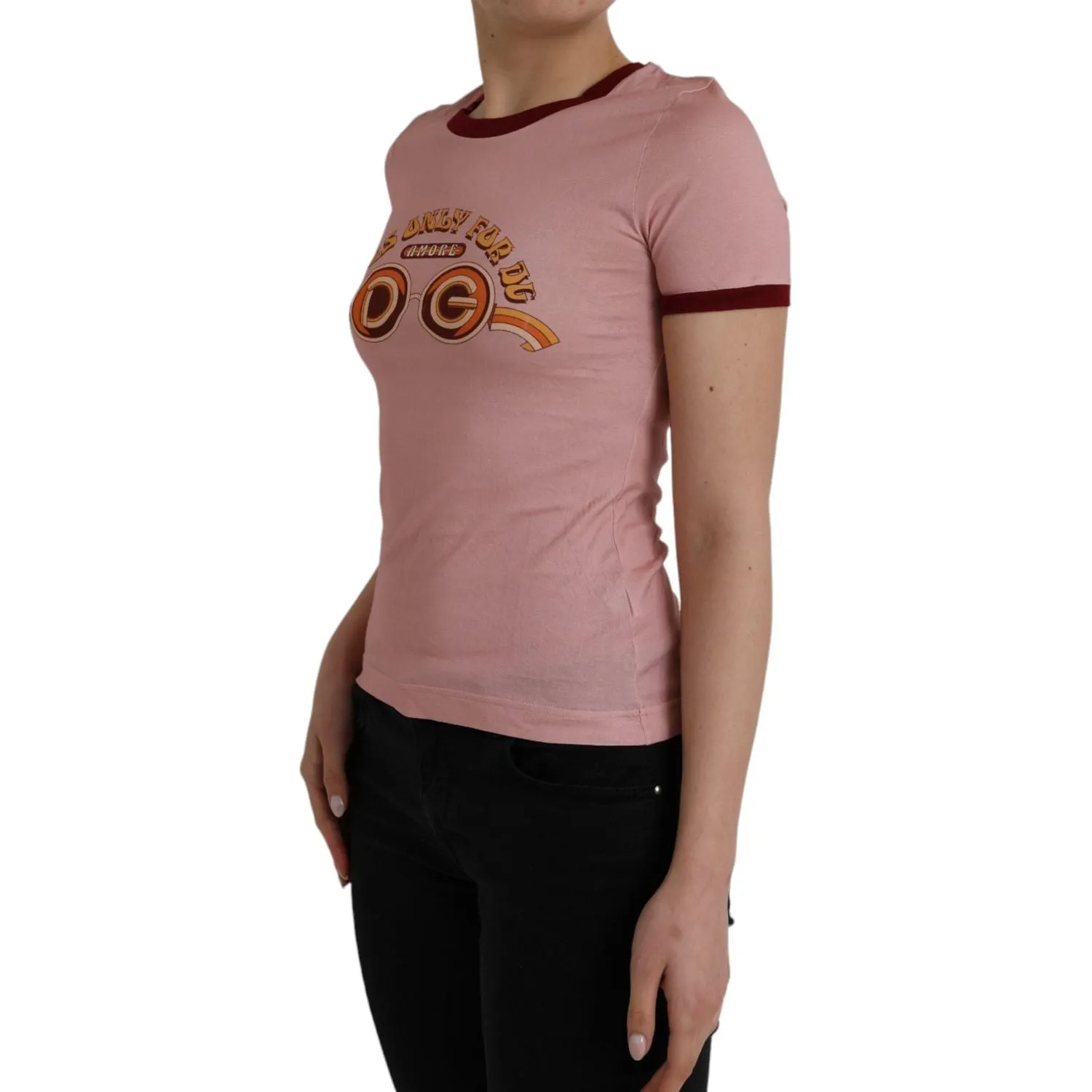 Dolce & Gabbana Pink Cotton Short Sleeves Crew Neck T-shirt