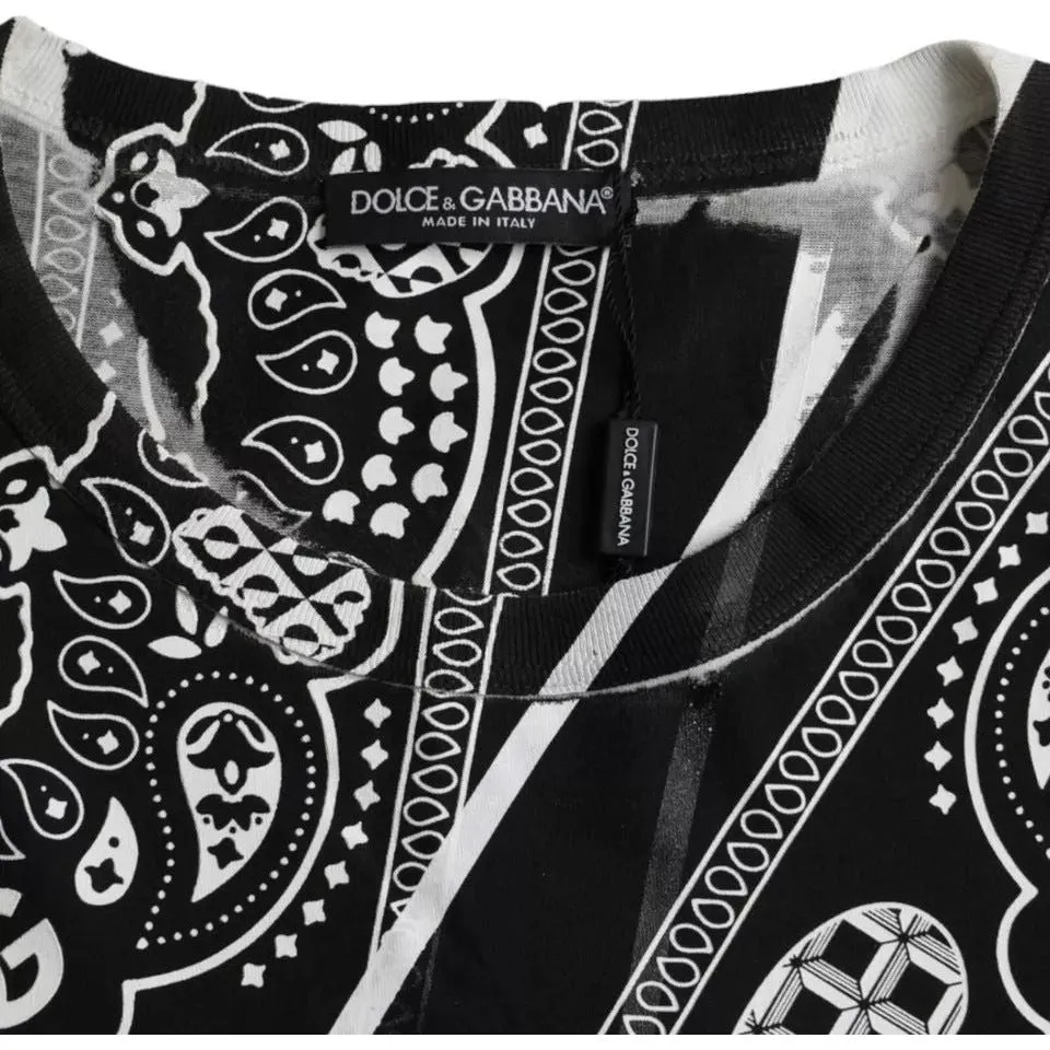 Dolce & Gabbana White Bandana Print Cotton Short Sleeves T-shirt