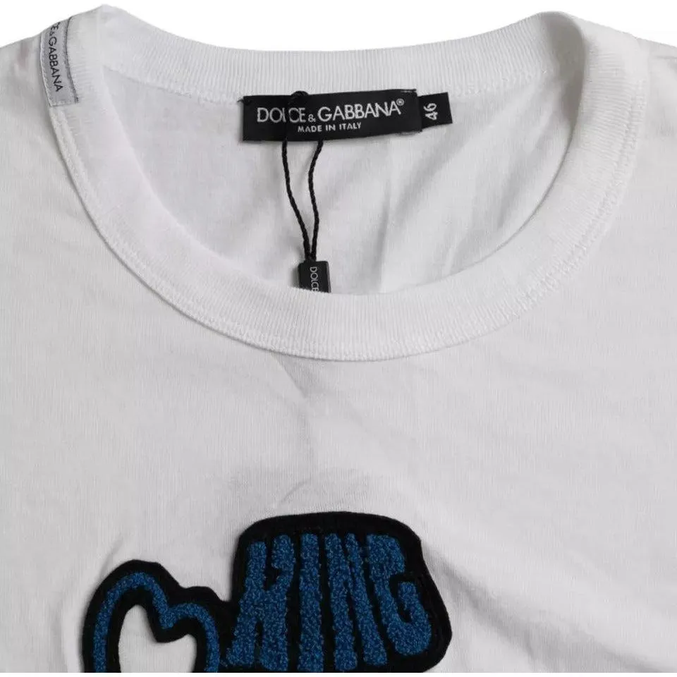 Dolce & Gabbana White King Of Love Round Neck Short Sleeves T-shirt