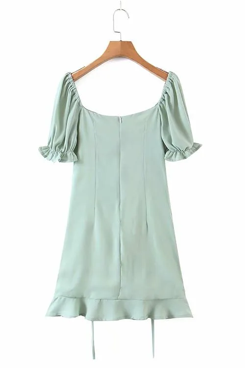 Drawstring Short Sleeve Mini Dress