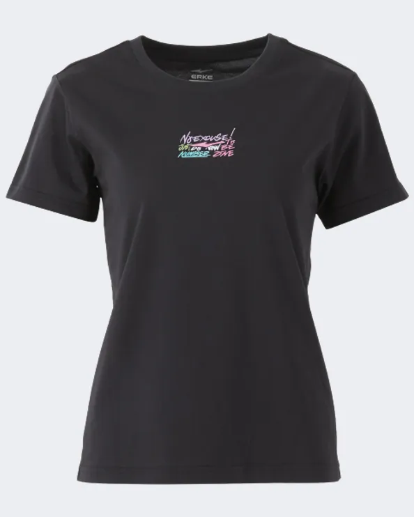 Erke Crew Neck Women Lifestyle T-Shirt Black 12222291486-004