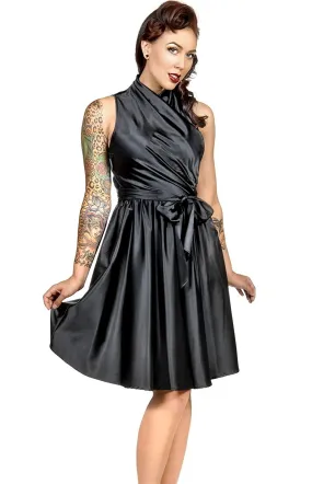 Fall Dress Black Wrap Style Retro Rockabilly Swing Dress