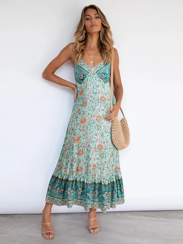 Floral Reverie: Bohemian Suspender Dress Harmony