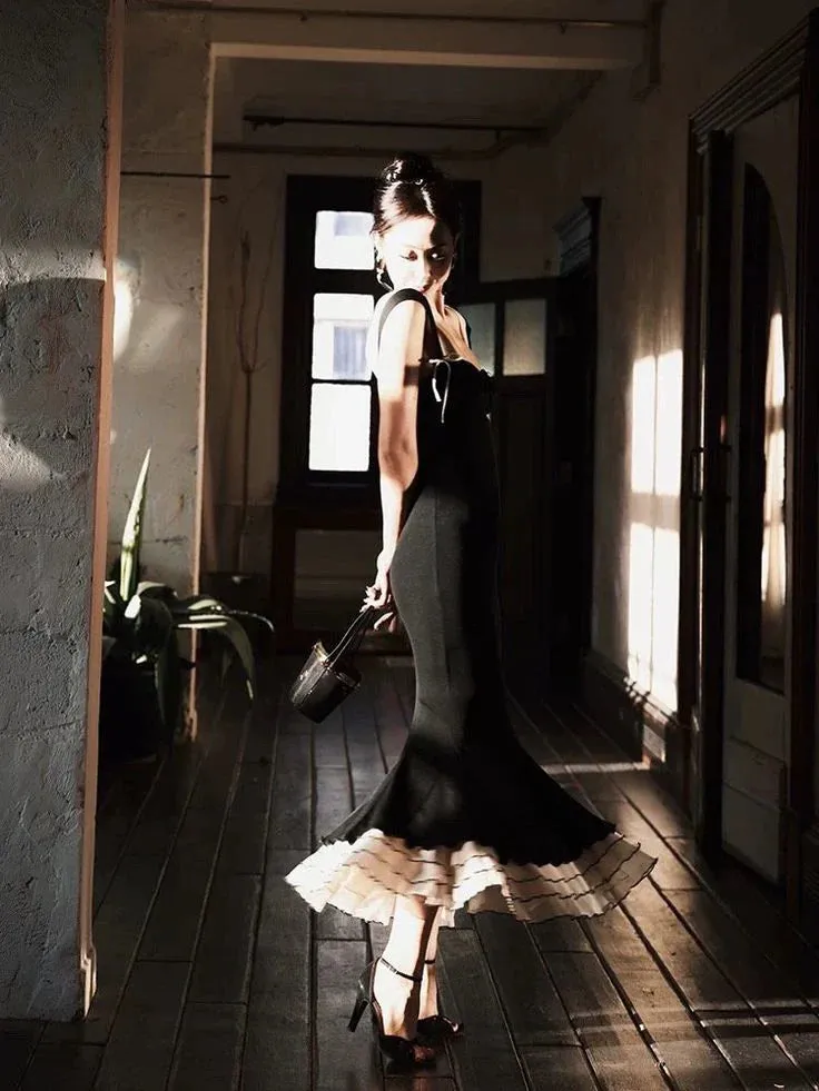Formal Wear Dresses Charming Black Straps Mermaid Elegant Long Evening Party Dress Prom Dresses Shops Formal Women's Dresses