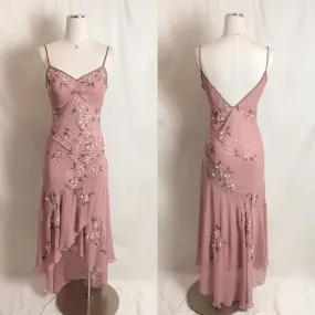 Formal Wear Dresses Vintage Dusty Pink Straps Ruffle Asymmetrical Midi Length Party Dress Prom Dresses Shops Formal Women's Dresses