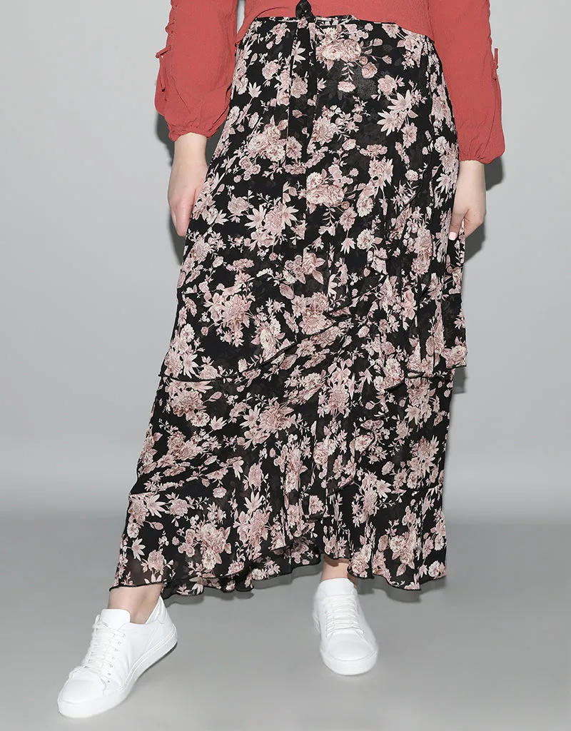 Frill Wrap Chiffon Skirt