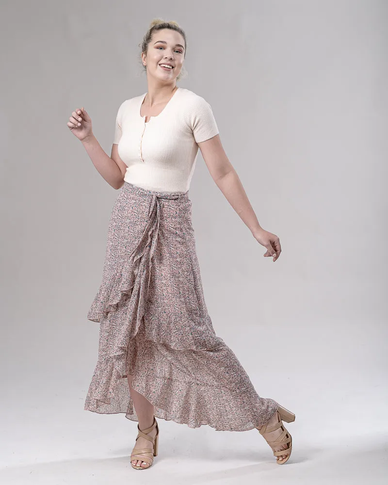 Frill Wrap Chiffon Skirt