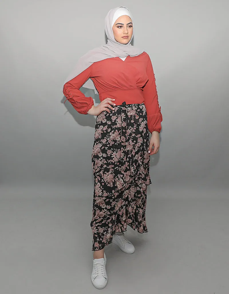 Frill Wrap Chiffon Skirt