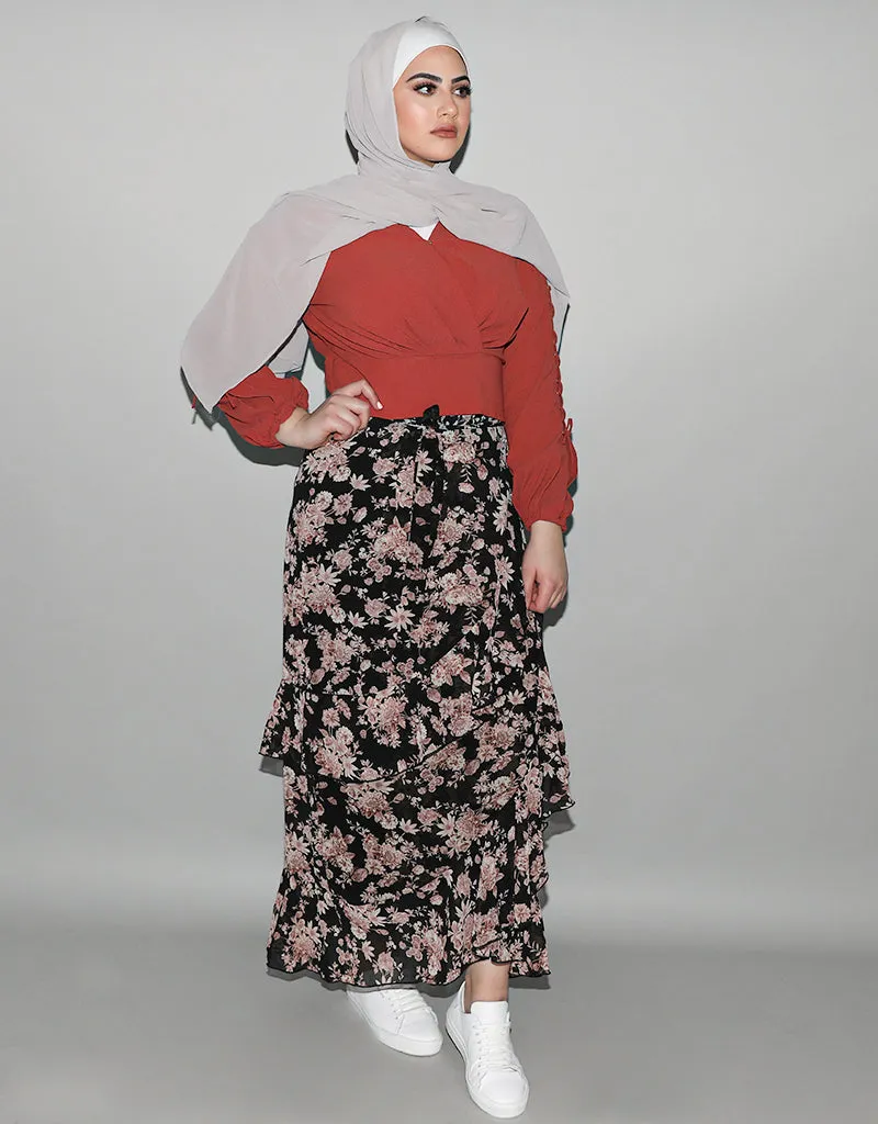 Frill Wrap Chiffon Skirt