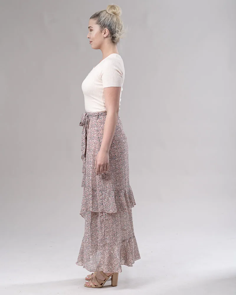 Frill Wrap Chiffon Skirt