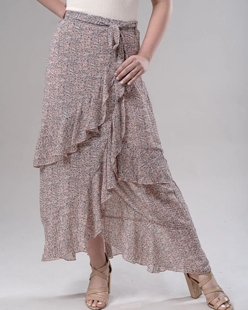 Frill Wrap Chiffon Skirt