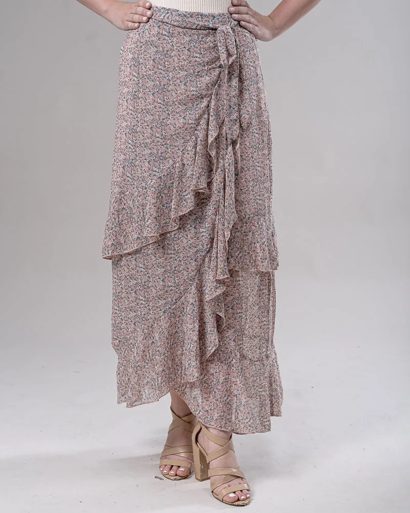 Frill Wrap Chiffon Skirt