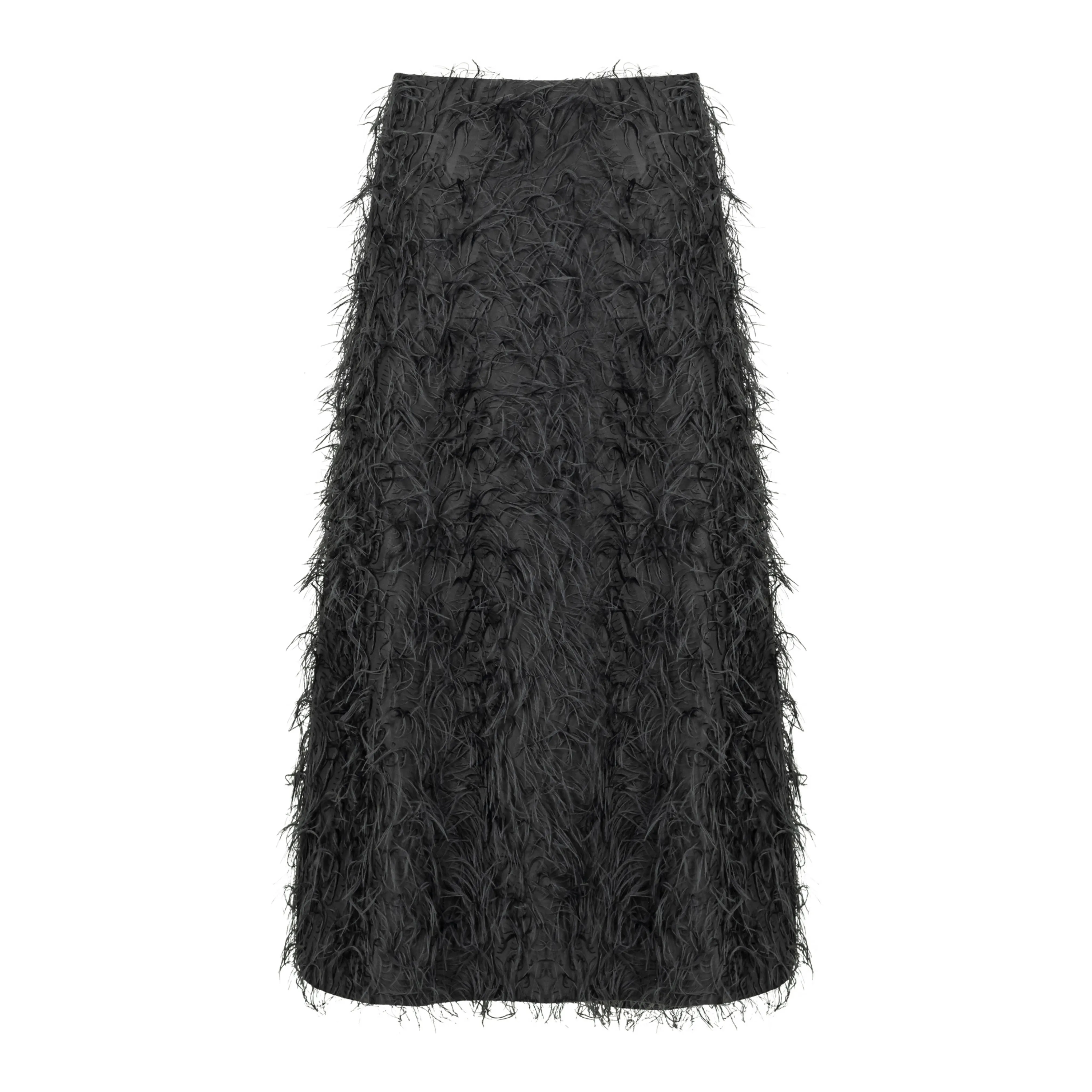 Full Length Feather Skirt - Black