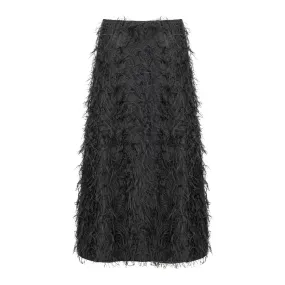 Full Length Feather Skirt - Black