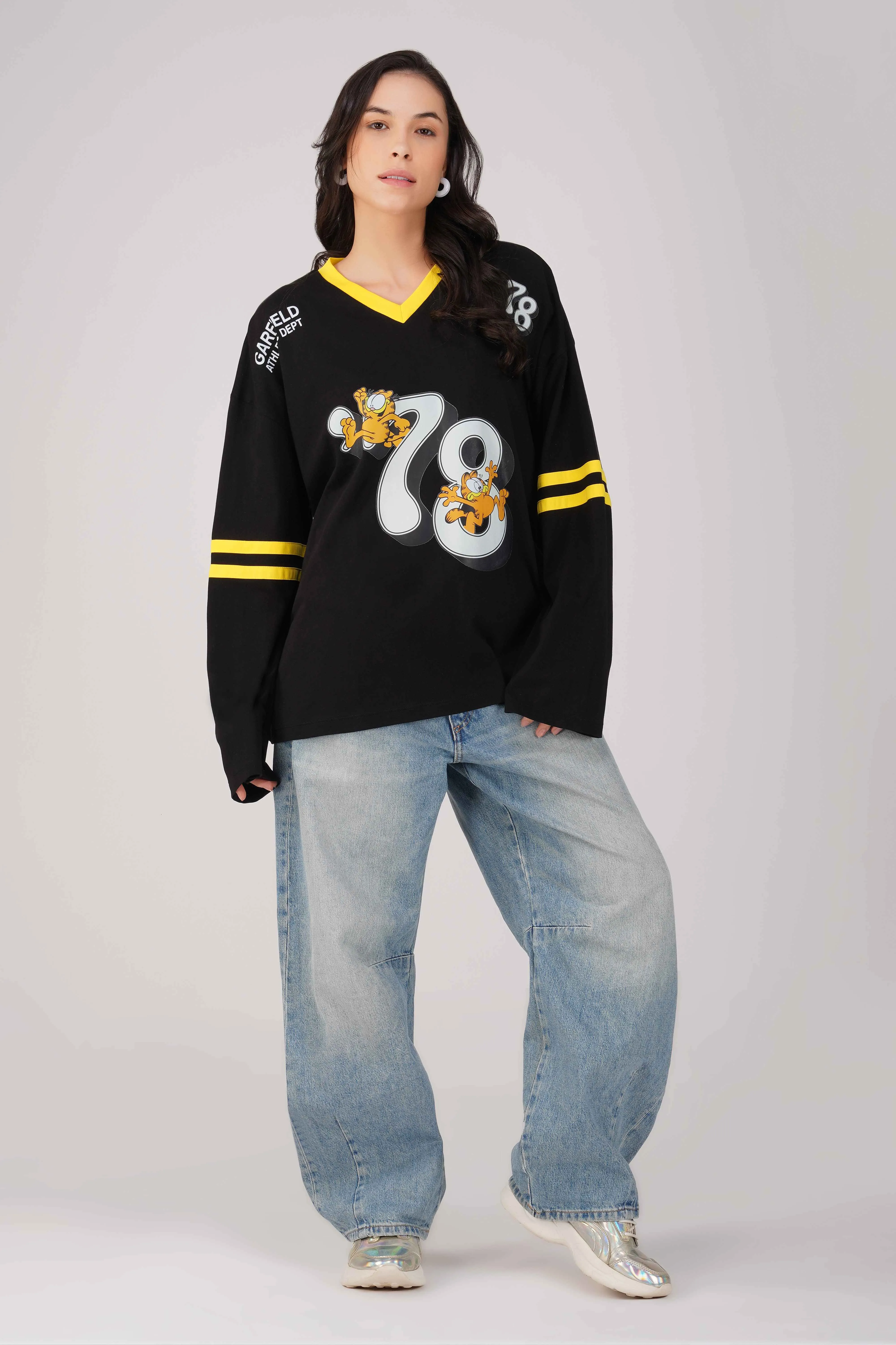 Garfield: 78th Athletics Dept. Oversized T-shirt-Black