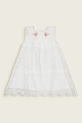 Girls White Eyelet Cotton Dress