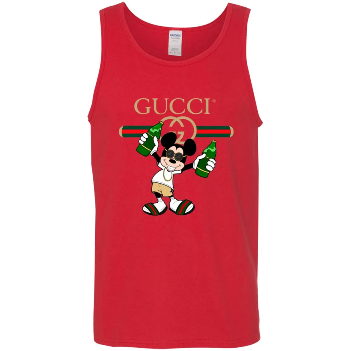 Gucci Mickey Mouse Drink Beer T-shirt Men Cotton Tank