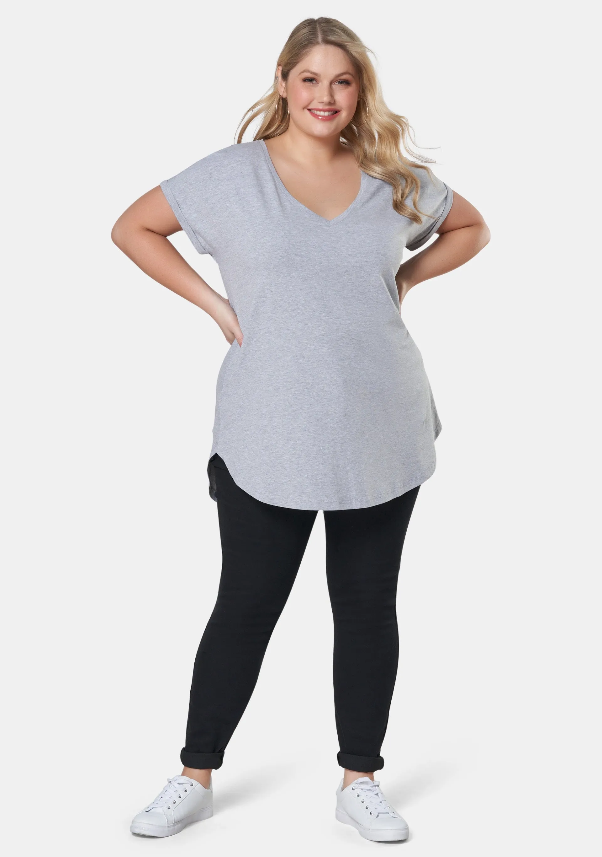 Jacinta Longline V Neck Tee