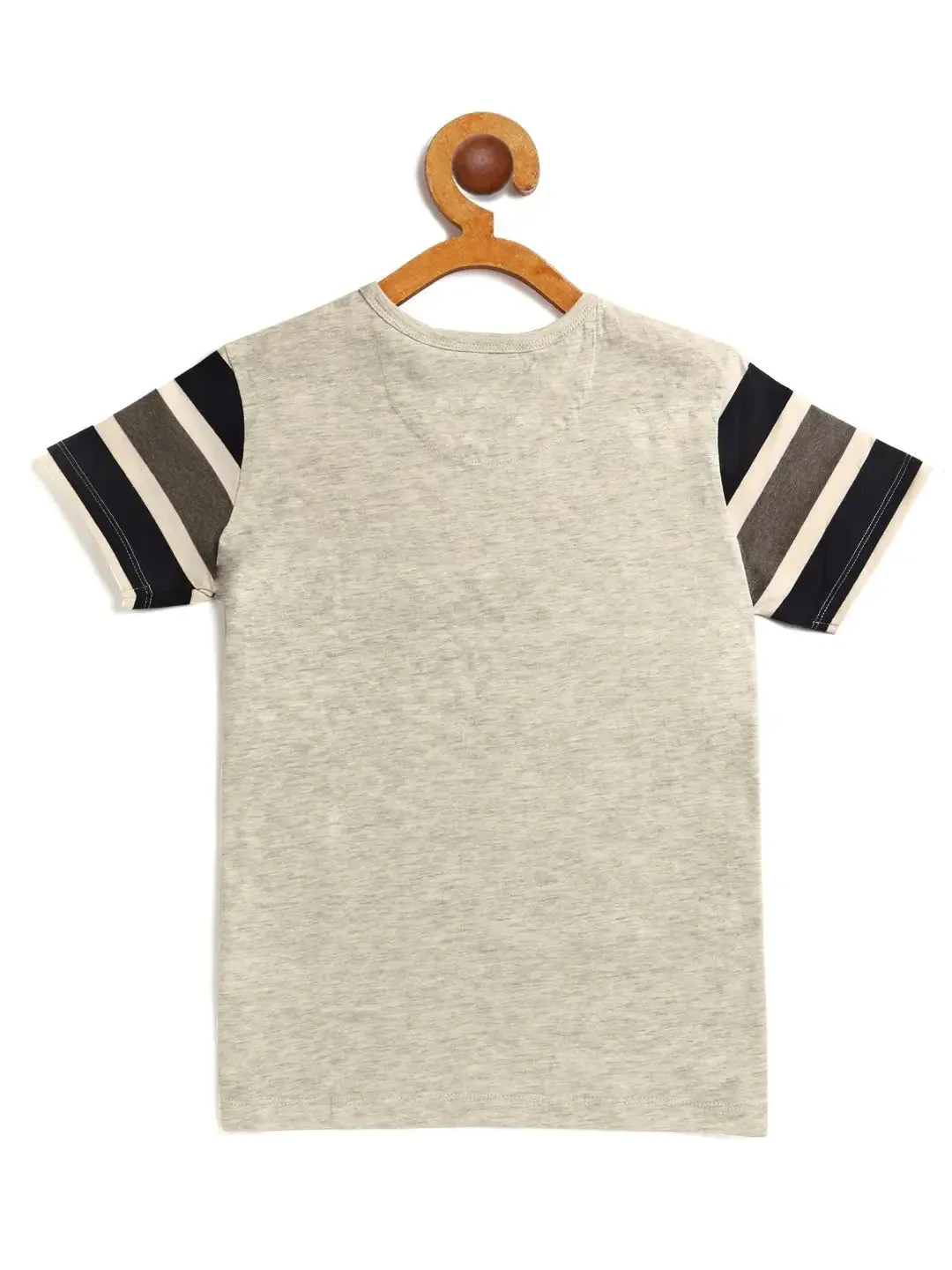 Kids Grey Heather Printed Round Neck Cotton T-shirt