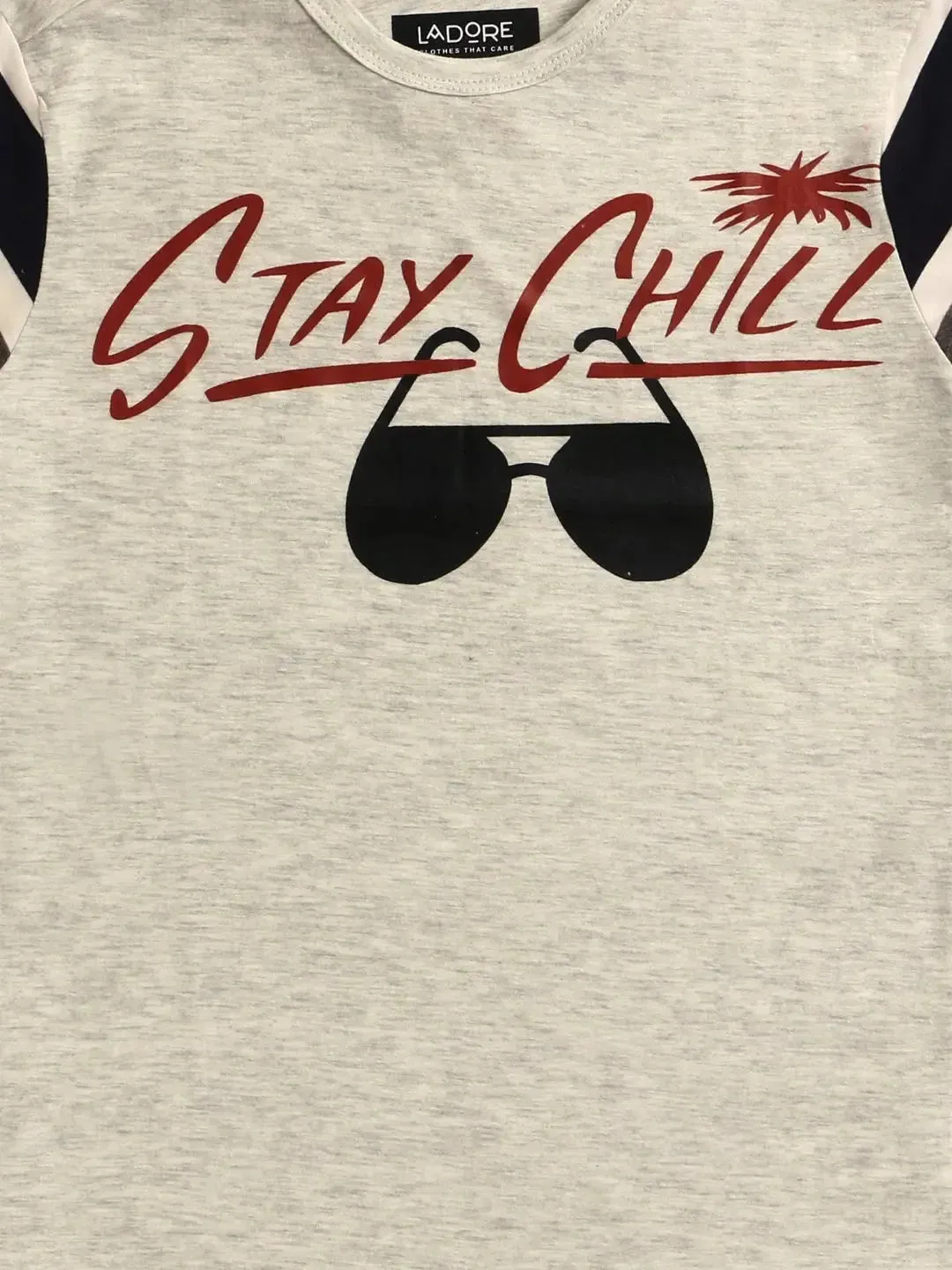 Kids Grey Heather Printed Round Neck Cotton T-shirt