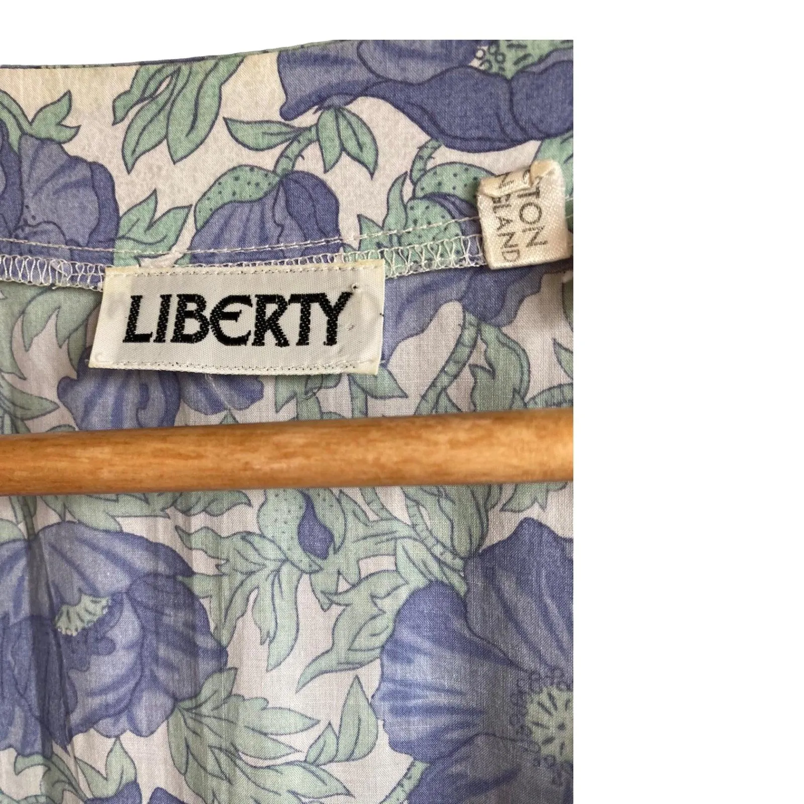 Liberty Cotton White And Blue Floral Short Sleeved Dress UK Size 14