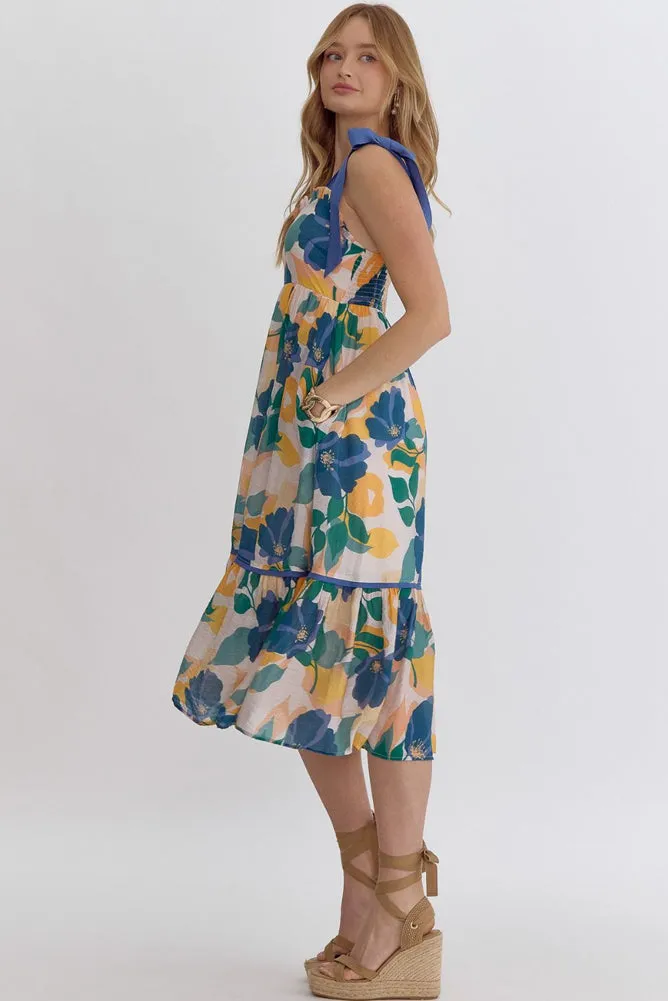 Long Dress in Blue and White by Entro
