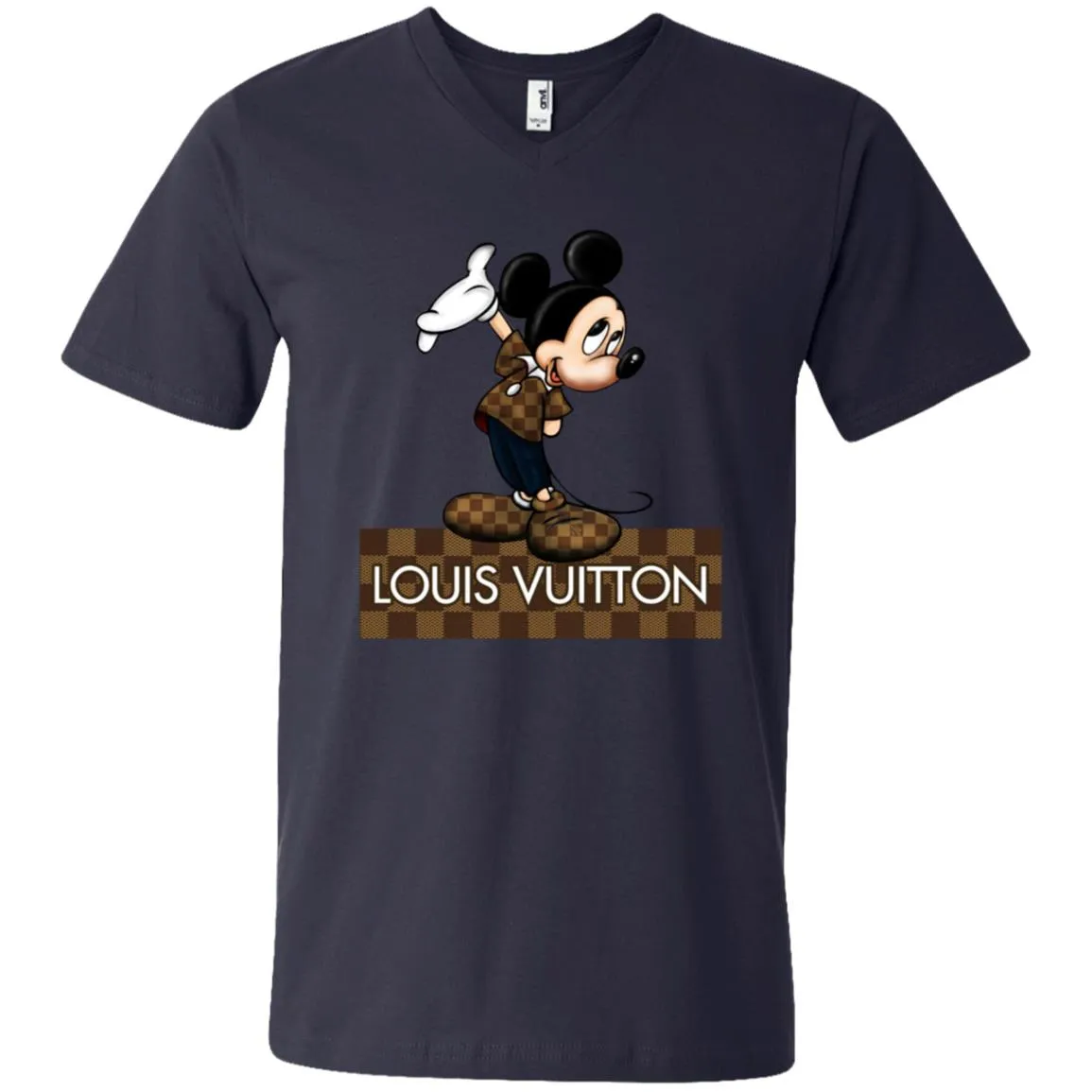 Louis Vuitton Mickey T-shirt Men V-Neck T-Shirt