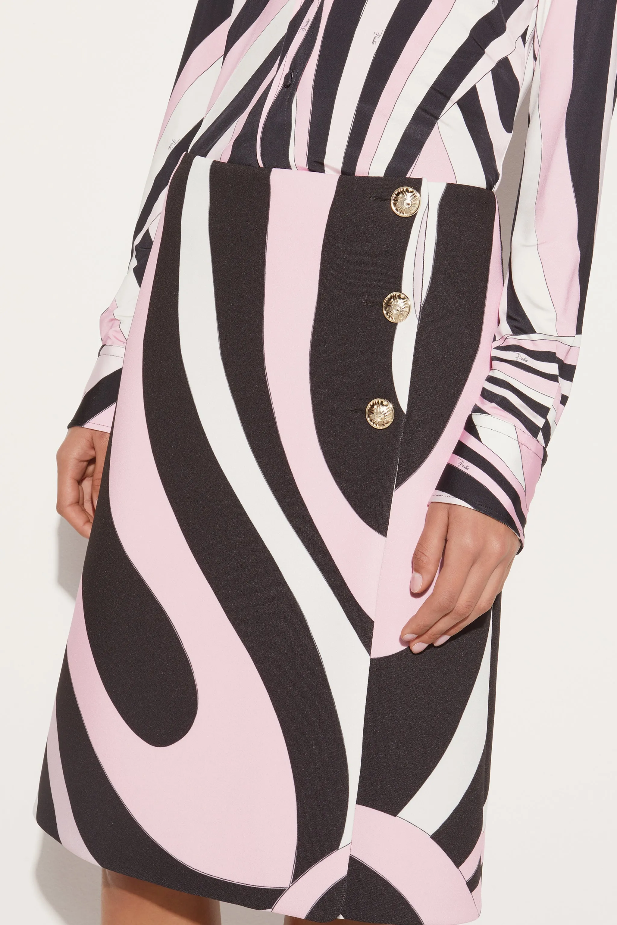Marmo-Print Wrap Skirt