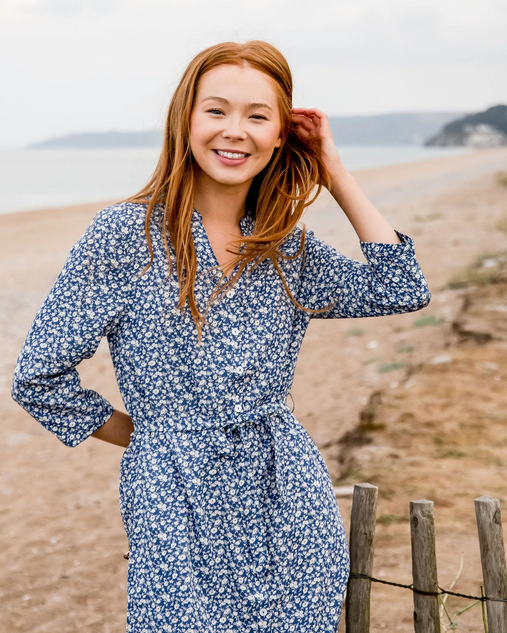 Merryn Blue Floral Shirt Dress