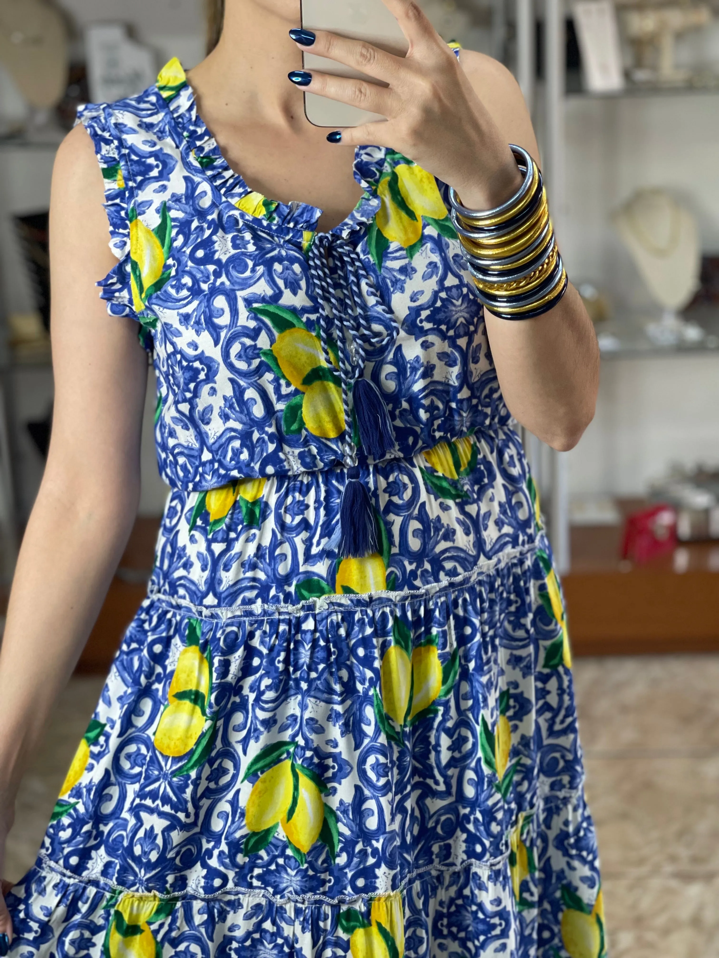 Mosaic Lemons Maxi Dress
